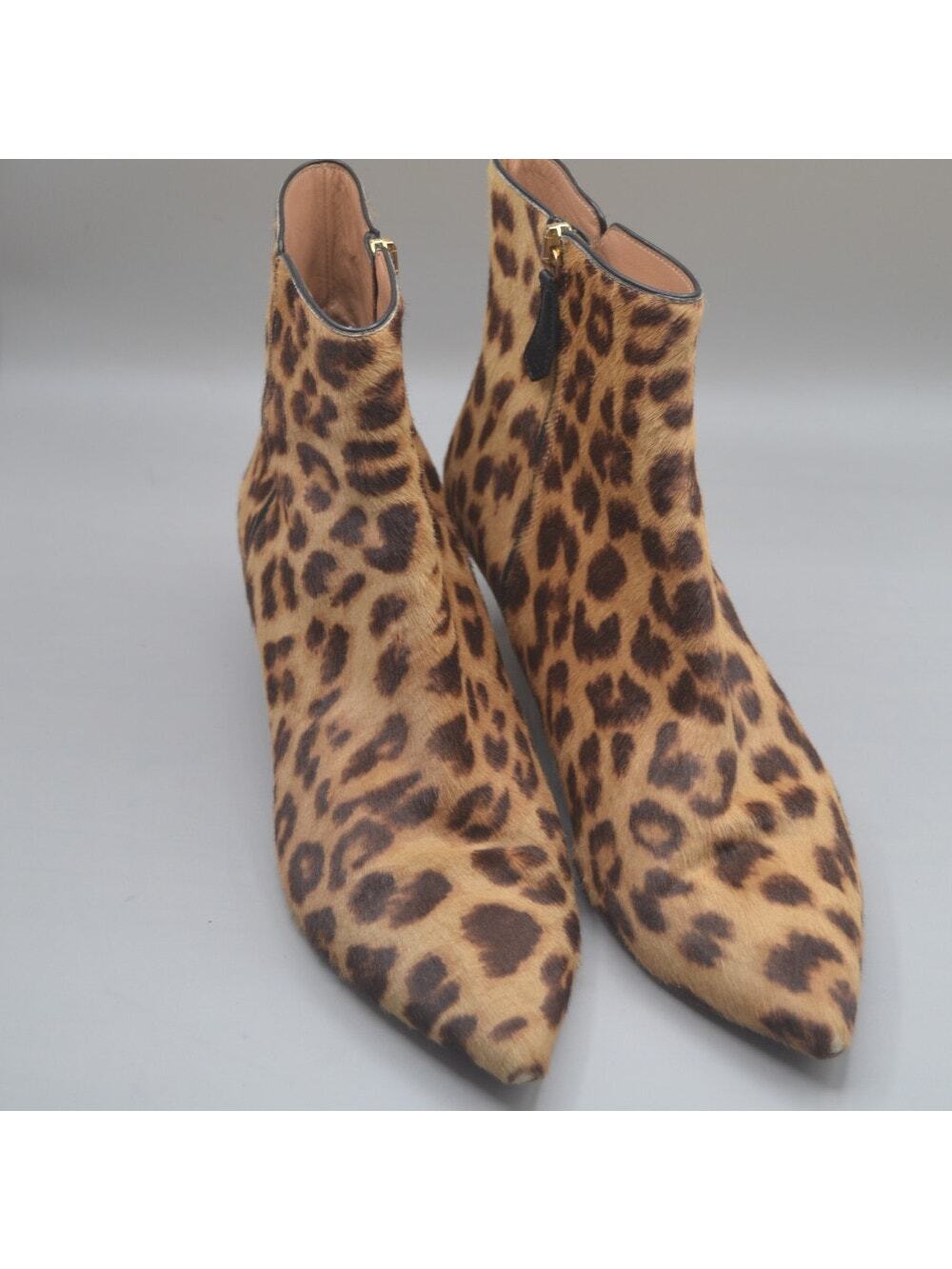Aquazzura Fierenze Vero Cuoio Womans Leopard Pump Boot Calf Hair SZ 39